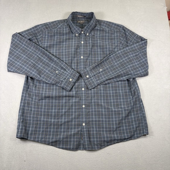 Eddie Bauer Other - Eddie Bauer Mens 2XL Button Down Shirt Blue Plaid Wrinkle Free Relaxed Fit